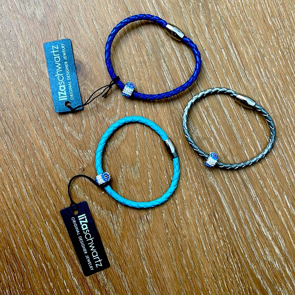 Liza Schwartz leather braided “Evil Eye” bracelets NWT $68